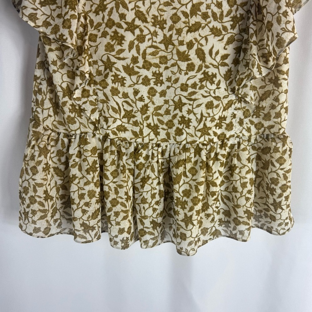 Madewell Floral V-Neck Blouse in Brown and Cream Size:S - Picture 15 of 17